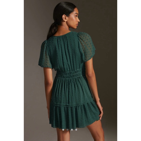 NWT Anthropologie Somerset Mini Dress, Dark Green size XXS - Picture 2 of 11
